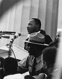 Dr. Martin Luther King, Jr. speaking at the Civil Rights March on Washington, D.C., in 1963. Credit: National Archives and Records Administration. This image comes from the National Archives and Records Administration, the vast majority of whose images and documents are in the public domain in the United States. This image may or may not be protected by copyright. See the NARA FAQ and Conditions of use.